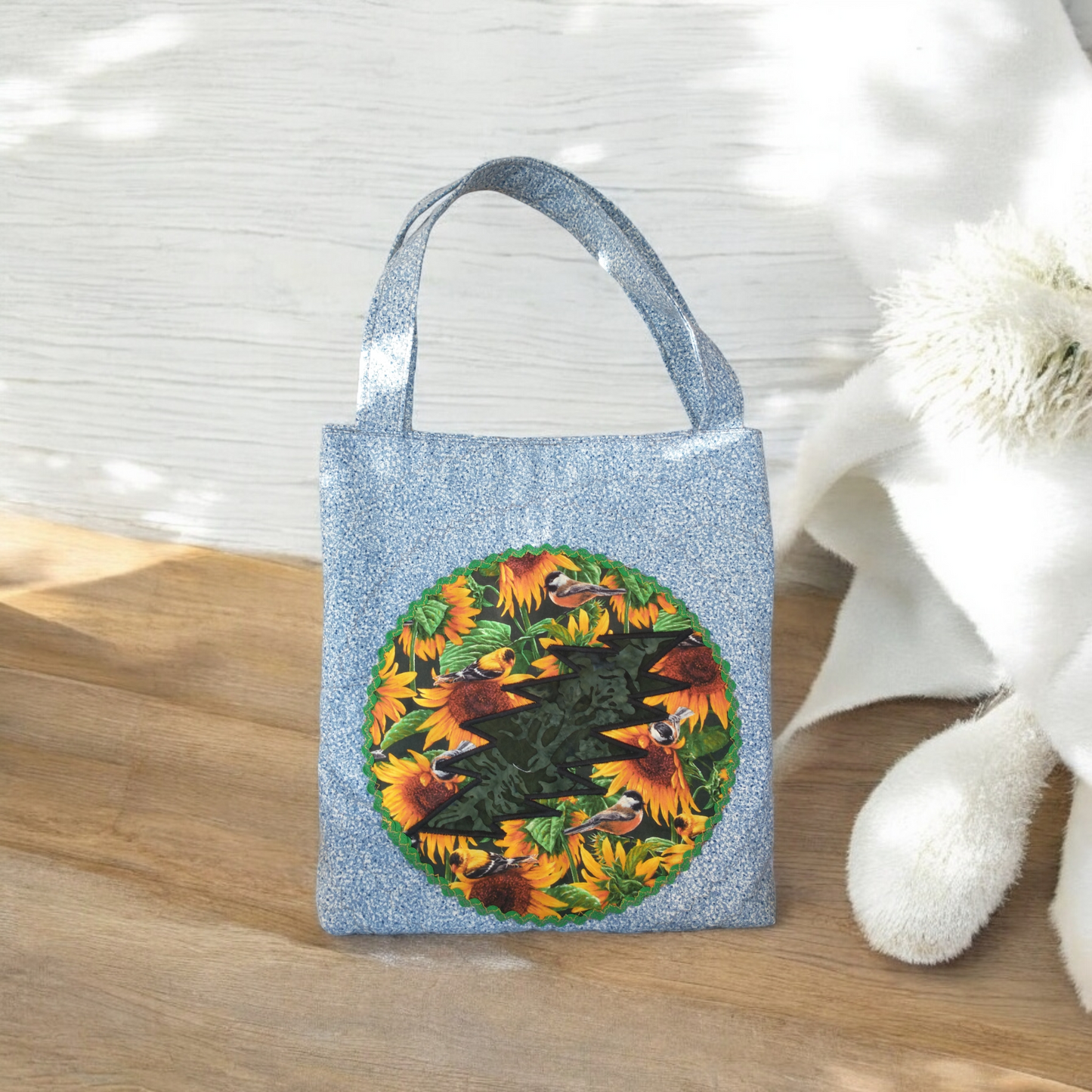 Birdsong Sunflower Quilted Tote Bag