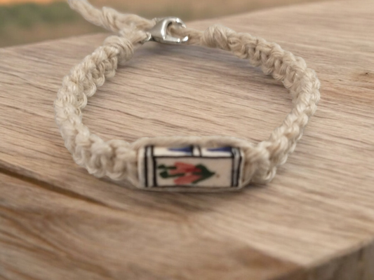 Painted Peruvian Bead Hemp Bracelet