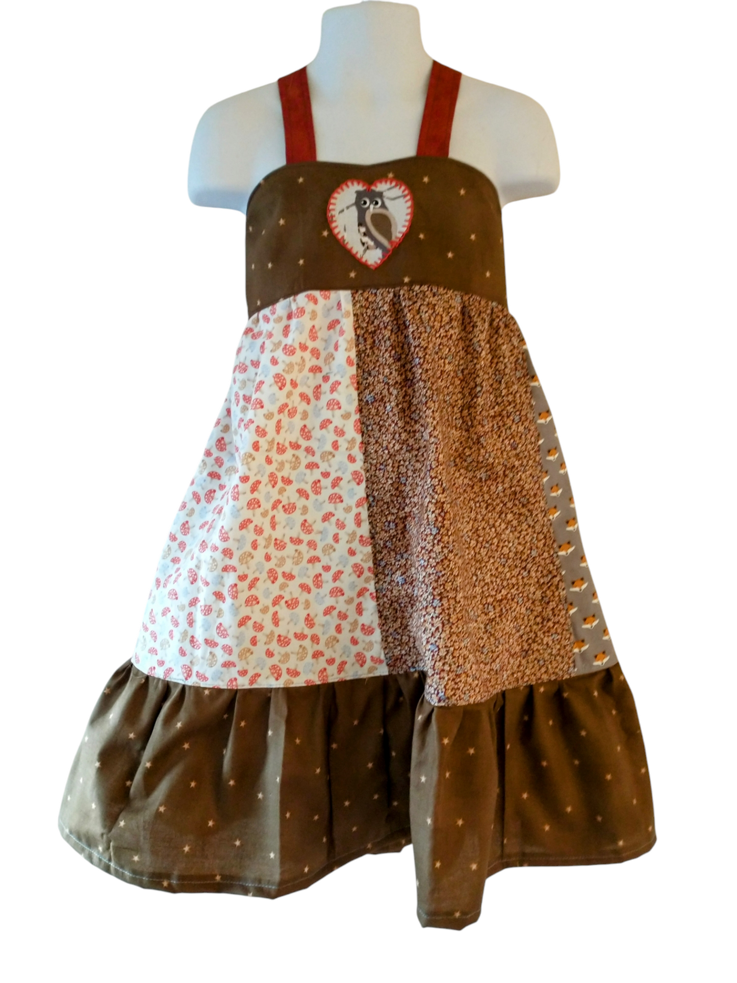 4t/5 Vintage Woodland Owl Patchwork Twirl Dress