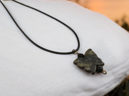 Moss Agate Butterfly Pendant Necklace