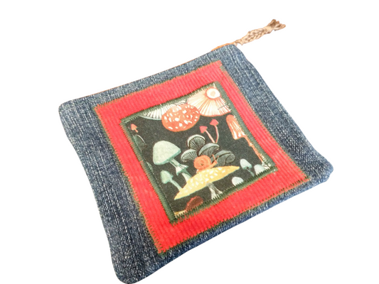 Mushroom Corduroy Zipper Pouch Coin Purse